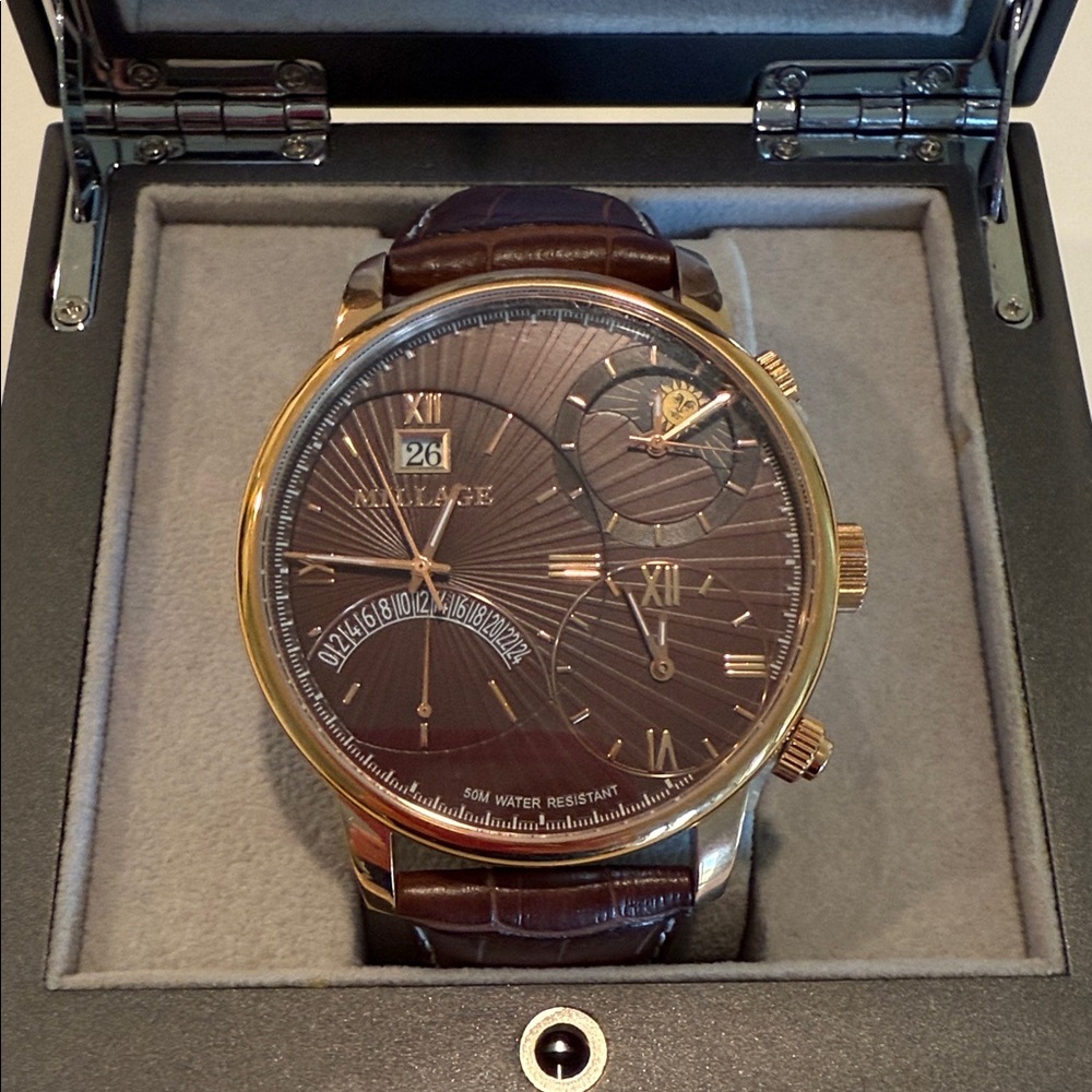 Millage Gold and Brown Chronograph Watch - Picture 3 of 11